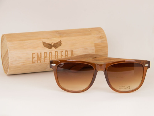 Óculos De Sol Feminino Marrom Bambu + Case Bamboo Promoção