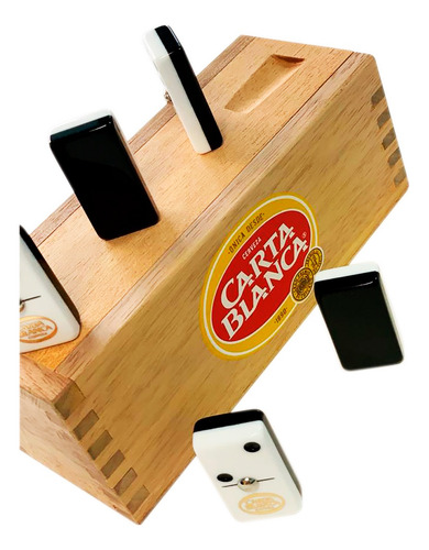 Domino Tecate / Carta Blanca B/n Caja Madera / Cubilete