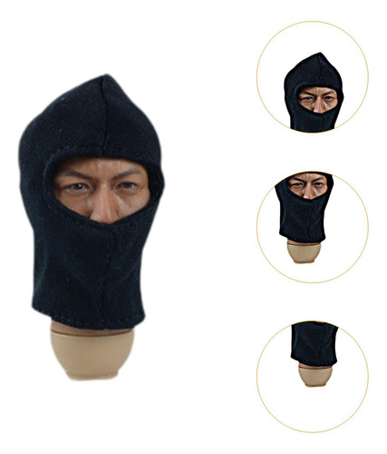 4 :6 Face Cover Dress Up Props Action Figure Accessory Black