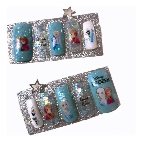 Frozen Set Uñas Postizas Brillantes Gel Manicure Maquillaje 