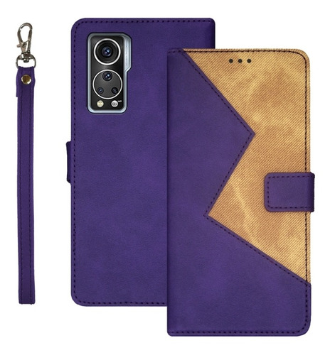 Funda De Piel Con Empalme Bicolor Para Zte Axon 30s