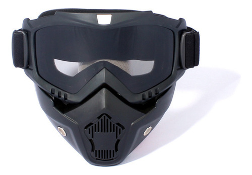 Antiparras Retro Para Moto, Marco Negro, Pieza Gris