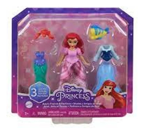 Boneca Disney Princesas Ariel Fashions E Amigos 3 Looks