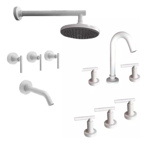 Combo Griferia Blanco Ducha Lavatorio Bidet Soho Trovani