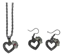 Comprar Collar Y Aretes Con Dije Corazón Con Cofia Acero Inoxidable