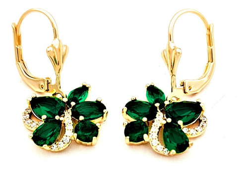 Aretes Mujer Flor Arracadas Fiesta Oro Laminado 18k Moda
