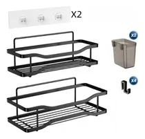 Comprar Estantes Organizadores Adhesivo Baño O Cocina 2 Estantes Color Negro