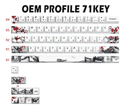 Jsjt Teclas 60 Plum Blossom Keycap, Juego De