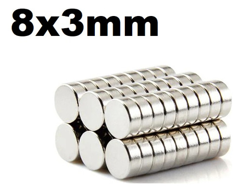 Imã Neodímio 8x3 Redondo Pequeno 8mm X 3mm N35 - 50 Peças