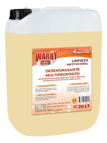 Detergente Líquido Desengrasante 20 Lt Warry