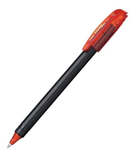 Bolígrafo de gel Pentel Energel Makkuro, 0,7 mm, color naranja, exterior negro