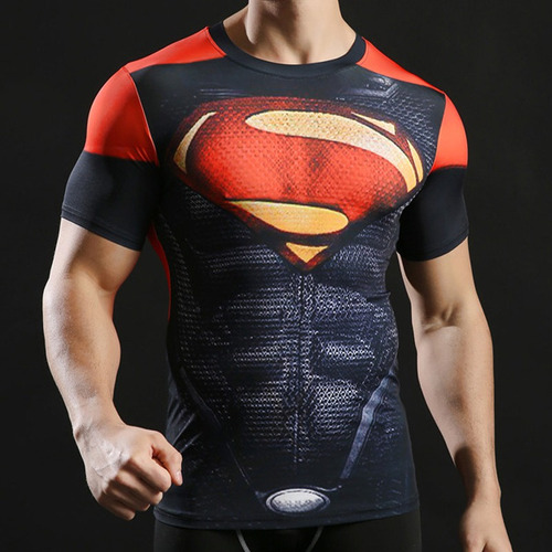 Camiseta De Compresión Para Hombre Superman Impreso 3d Camis