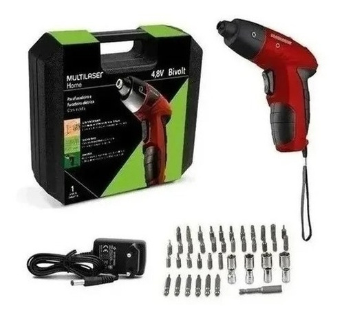 Parafusadeira Bateria 4,8 Volts Bivolt 44 Peças Multilaser