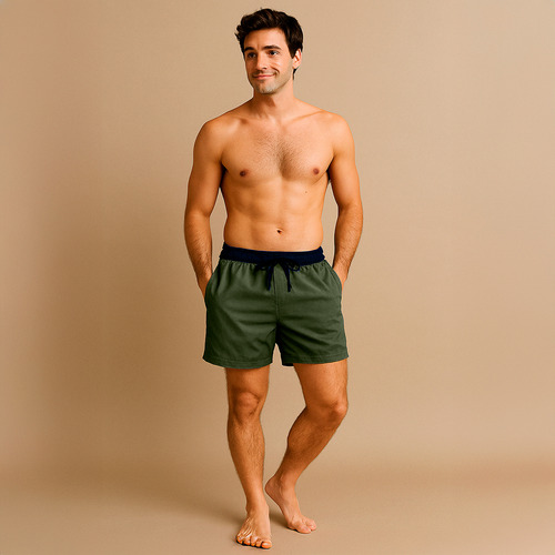Traje De Baño Hombre Con Cordón Y Bolsillos Ideal Playa Verde Xl