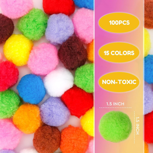 Pompones 15 Colores Para Manualidades Y Decoración