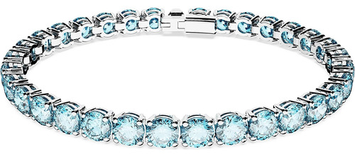 Swarovski Matrix Tennis Brazalete, Cristales Redondos En Azu