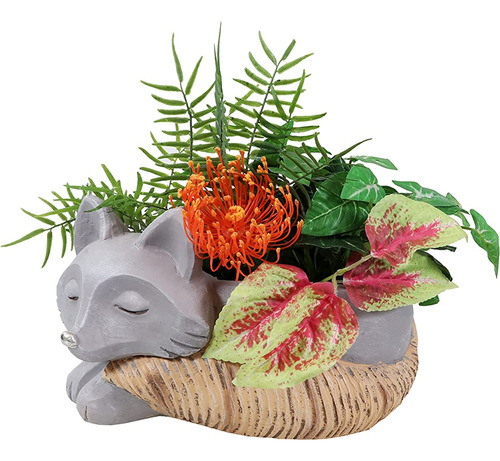 Sunnydaze Finley The Fox Planter Statue Decor - Suculenta O 