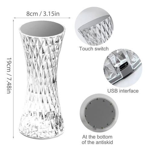 Fa Lámpara De Mesa De Cristal Con Control Táctil Led Con