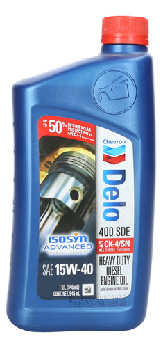 Aceite Chevron 15w40 1 Lt Delo 400 Sde Ck4 Mineral. Diesel