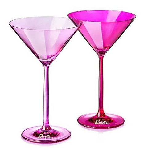 Glassware Martini Glasses, Rosa Y Magenta, 8 Onzas, Juego 2