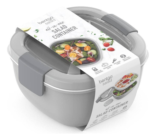 Recipiente Ensaladera Bentgo 2 Piezas Gris Claro