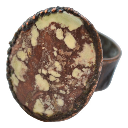 Anillo De Piedra Natural Marron Caballo Salvaje, Cobre