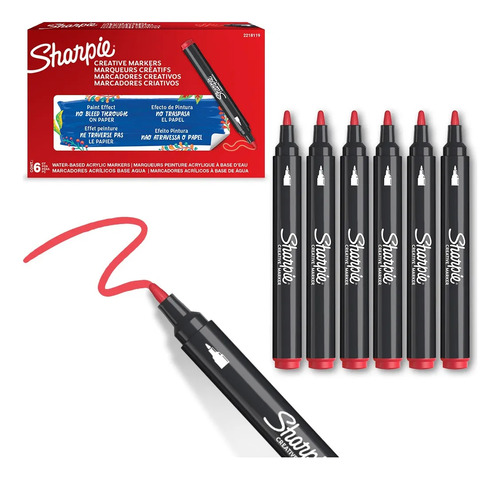 Pack x6 unidades Marcadores Acrílicos Color Rojo Sharpie