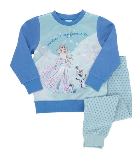 Pijama Niña Frozen Algodón Celeste Talla 4 Art.30773