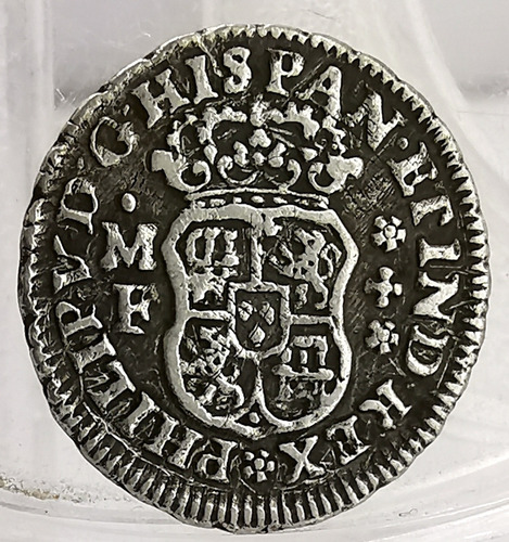 Medio 1/2 Real Columnaria Plata Original 1736 Mexico Mo