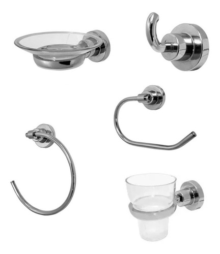 Juego Accesorios Baño Ibiza Aqualaf Barral 5 Piezas Metalico