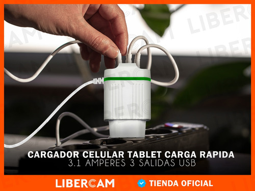 Cargador Celular Tablet Carga Rapida 3.1a + 3 Salidas Usb