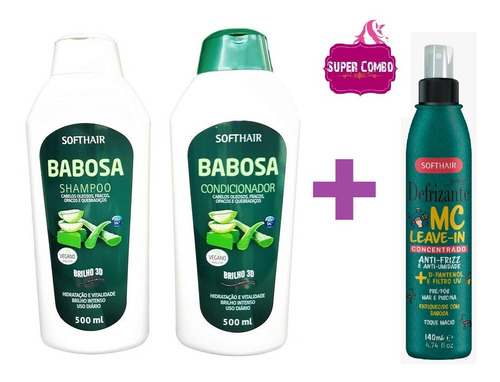  Softhair Shampoo+condicionador E Mc Leave-in De Babosa
