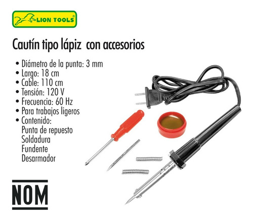Kit De Cautin Con Accesorios 30 Watts Pasta Soldadura Lion