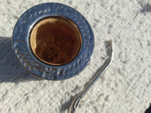 Mate Imperial Uruguayo Premium Alpaca Cincelada Y Bombillon.