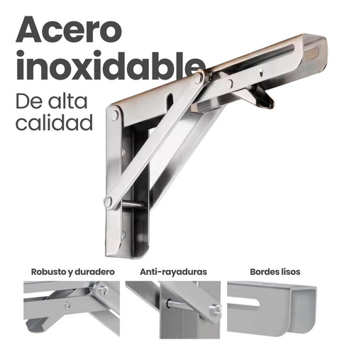 Mensula Rebatible Plegable 30cm Acero Inox Reforzado Set X2