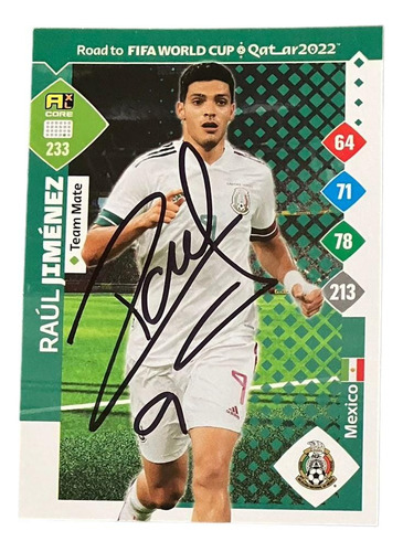 Tarjeta Firmada Raúl Jiménez Road Qatar To 2022 Mexico (Usado)