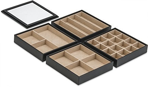 Imagen 5 de 7 de Organizador Para Joyas 4 Bandejas Apilables Y Tapa Con Espej