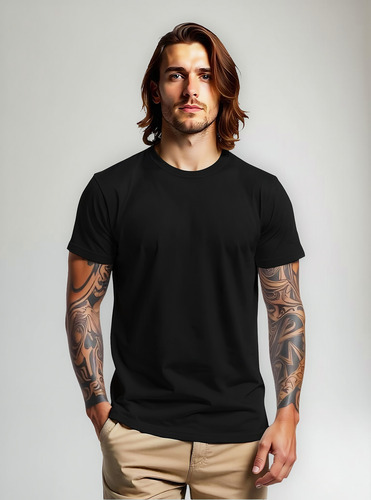 Polera Hombre Manga Corta Basico Algodon Slim Fit