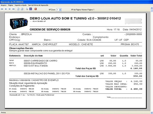 Software Auto Som E Tuning Com Serviços E Financeiro V2.0