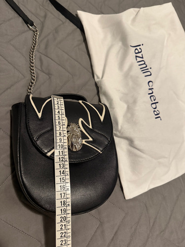 Cartera Jazmín Chebar Negro Lisa Níquel Negro (Usado)