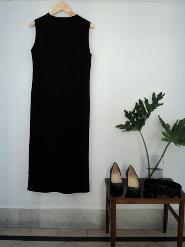 Vestido Negro De Invierno Midi Importado. Krizia