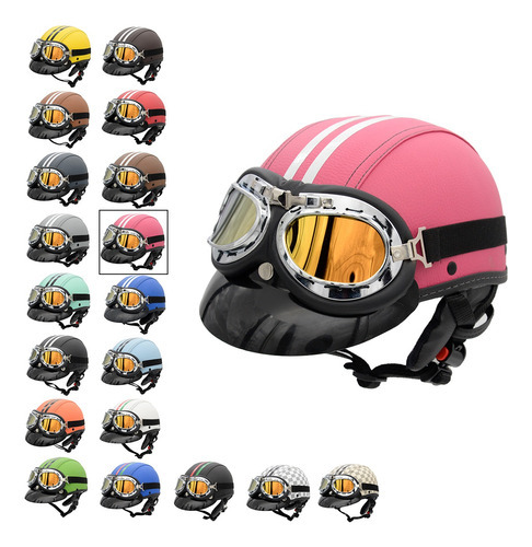 Capacete Coquinho Br 101 Rosa Com Pala Retro Amarelo M