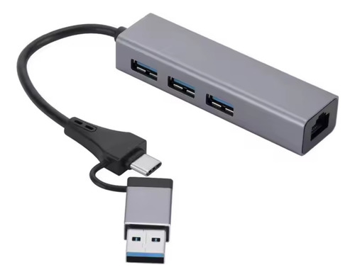 Adaptador Hub Usb 3.0 Ethernet Gigabit Lan 4 Puertos Color Negro