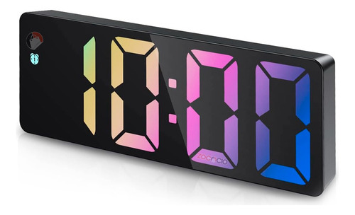 Reloj Espejo Digital Luz Led De Colores Con Despertador