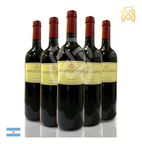 Kit C/5 Vinho Argentino Angélica Zapata Merlot Alta Original