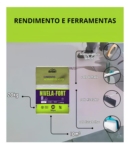 Cimento Autonivelante Piso Nivela Fort 40mpa Resistência 20k