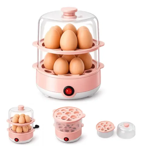 Cozedor De Ovos Legumes Eletrico À Vapor 2 Andares Portatil Transparente 127v