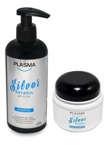 Shampoo Y Mascara Matizador Silver Con Keratina Plasma
