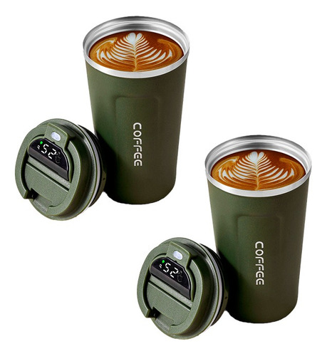 X2 Taza Termo Inteligente Vasos Termicos Termo De Cafe Porta Color Verde Oscuro