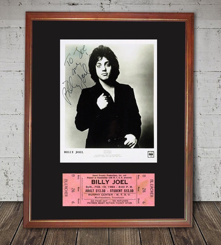 Cuadro Billy Joel Foto Firmada Y Ticket Año 1984